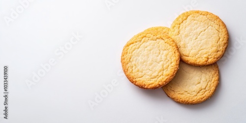 Cookies on a white background. Danish butter cookie isolated against a white backdrop. Homemade chip cookies, top view, with copyspace for text.