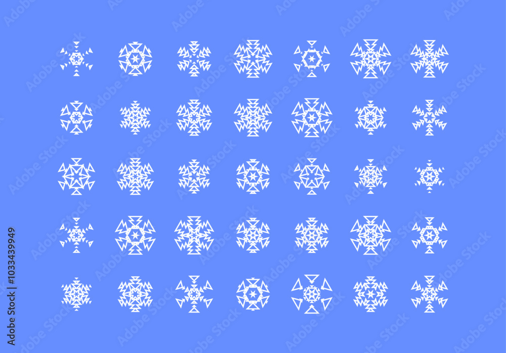 Set of cute snowflake icons on isolated background New Year ornament Symbols for mobile apps and website design. Flat snowflake icons, silhouette. Set of cute snowflake icons on isolated background New Year ornament Symbols for mobile apps and website design. Flat snowflake icons, silhouette.
