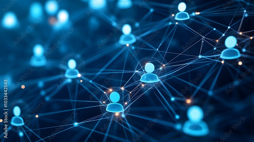 Abstract Network of Interconnected Blue Person Icons Abstract Network of Interconnected Blue Person Icons