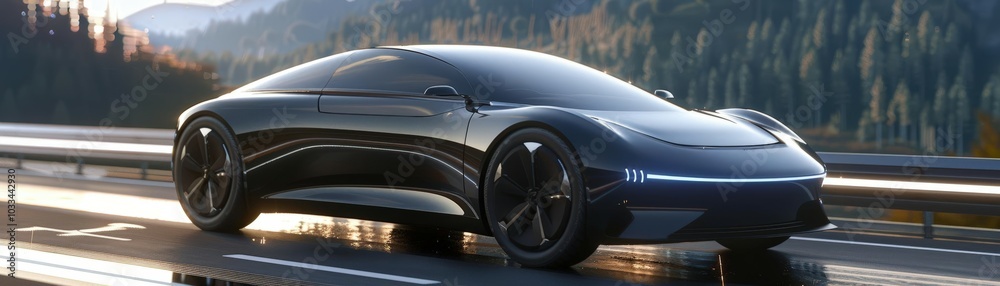 Fototapeta premium Explore the intersection of style and sustainability with a dynamic 3D format showcasing an electric vehicle