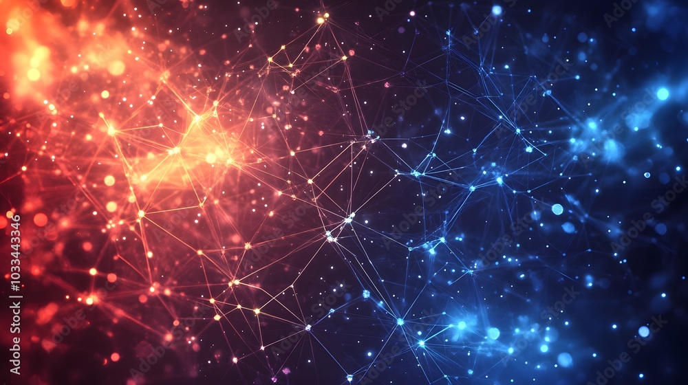 Abstract Network with Red, Yellow, and Blue Lights Abstract Network with Red, Yellow, and Blue Lights