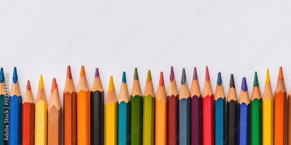 A collection of vibrant pencils on a white background. A collection of vibrant pencils on a white background.