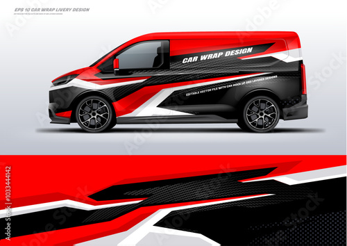 Sporty van wrap car wrap livery design foe universal medium van vector eps10 ready print printable file