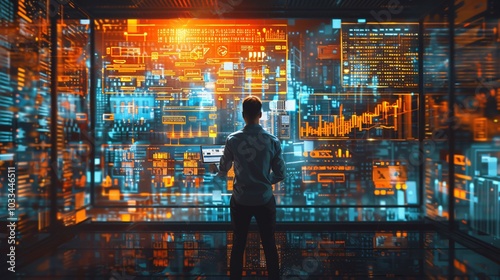 Wallpaper Mural An illustration of a male businessman in a diverse office environment, showcasing a vibrant workplace filled with professionals. This image highlights the essence of collaboration and inclusivity in t Torontodigital.ca