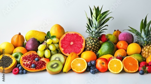 Colorful assortment of fresh fruits arranged beautifully on a table