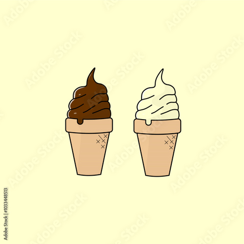 Chocolate and vanilla ice cream cone