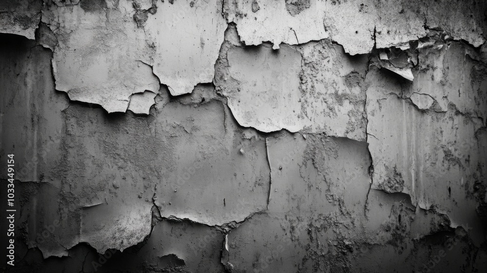 Fototapeta premium Black and White Abstract Background, Peeling Paint Texture