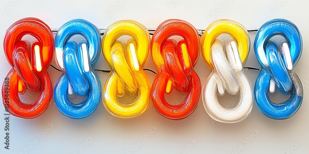 Fototapeta premium A row of colorful infinity symbols.