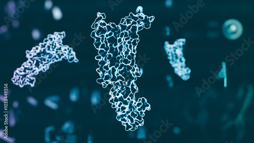 Glucagon-like peptide 1 (GLP1, 7-36) molecule The glucagon like peptide-1 receptor has a strong effect on the management of type 2 diabetes mellitus. 3d rendering photo