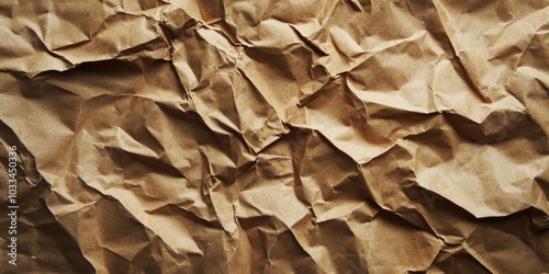 Brown crumpled paper texture or background for design featuring copyspace for text.