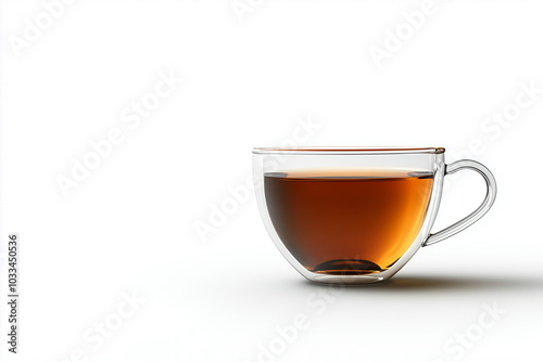 Elegant Glass Cup of Tea Isolated on White Background - Perfect for Product Branding and Lifestyle Photography