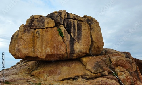 Close up of  Hon Chong cape rock garden by the sea at Nha Trang city, Vietnam. photo