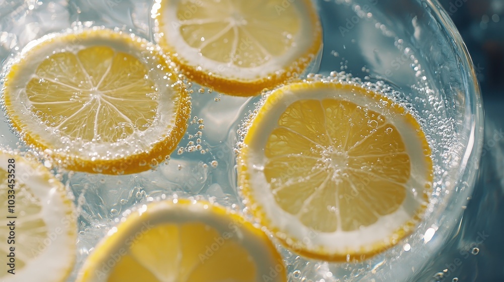 Refreshing Lemon Slices in Sparkling Water Refreshing Lemon Slices in Sparkling Water