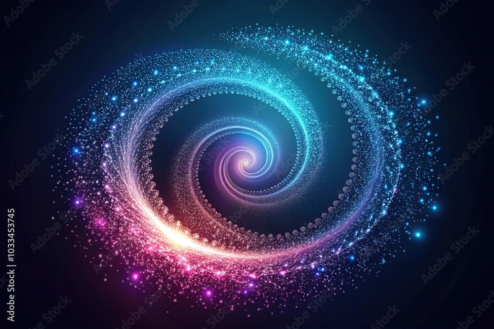 Abstract spiral twisted particle background silhouette