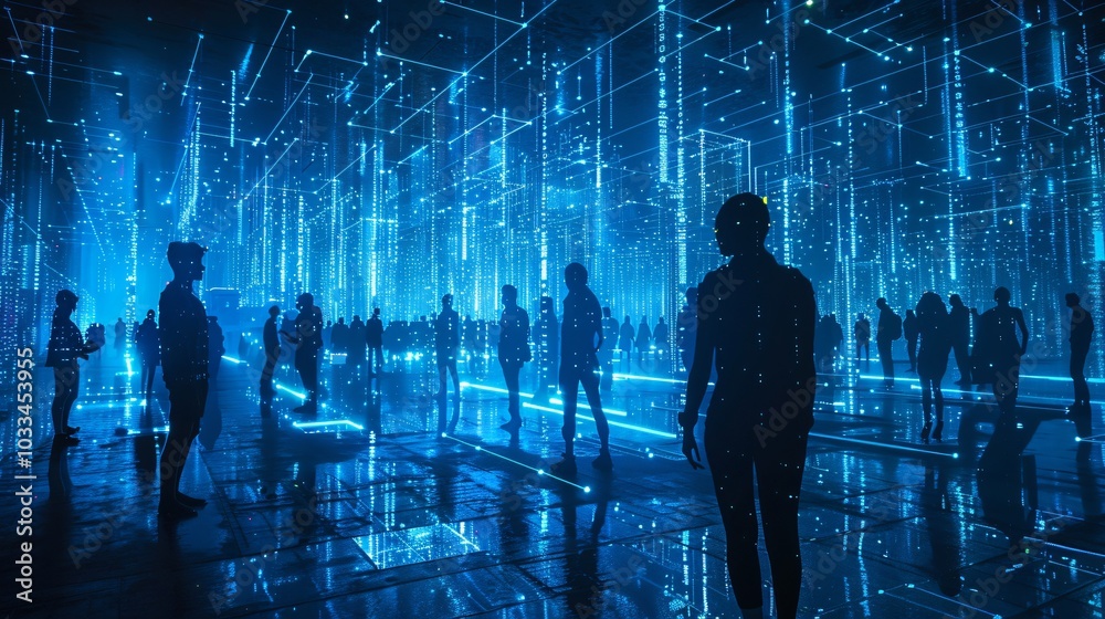A dynamic background depicting a crowd in cyberspace, symbolizing the growth of the internet and technology. This image reflects the intersection of commerce and economy in the digital age. A dynamic background depicting a crowd in cyberspace, symbolizing the growth of the internet and technology. This image reflects the intersection of commerce and economy in the digital age.