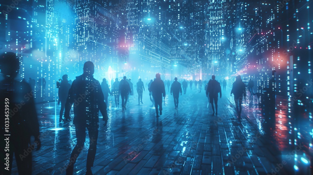 A dynamic background depicting a crowd in cyberspace, symbolizing the growth of the internet and technology. This image reflects the intersection of commerce and economy in the digital age. A dynamic background depicting a crowd in cyberspace, symbolizing the growth of the internet and technology. This image reflects the intersection of commerce and economy in the digital age.