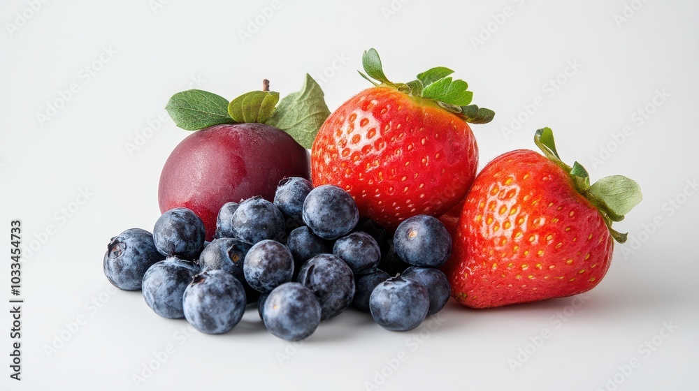 Fresh Fruits Arrangement on White Background Fresh Fruits Arrangement on White Background