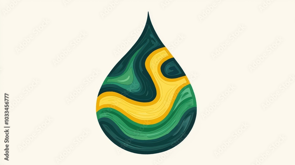 Vibrant Watercolor Drop with Stylized Swirls Vibrant Watercolor Drop with Stylized Swirls