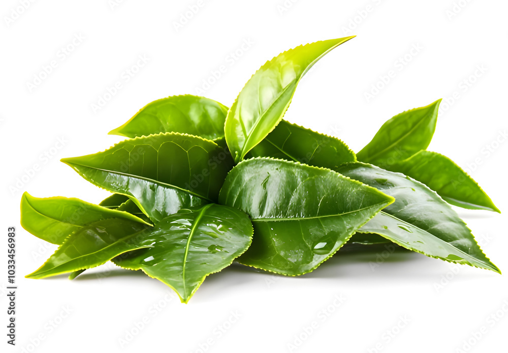 Obraz premium fresh basil isolated on white. Generative AI