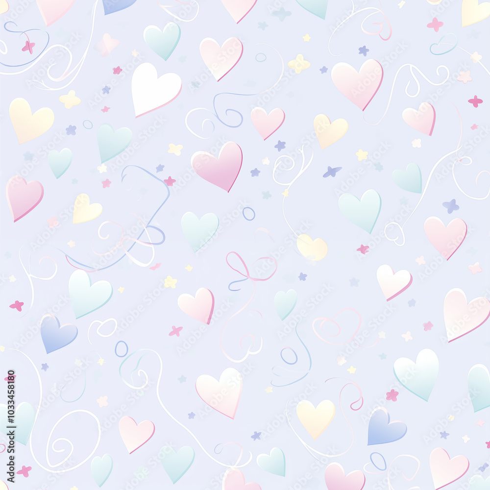 Pastel Hearts and Swirls Seamless Pattern Pastel Hearts and Swirls Seamless Pattern