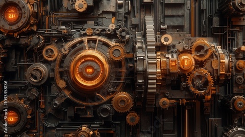 Wallpaper Mural Steampunk clockwork visualizes finish combinations for successful checkouts Torontodigital.ca