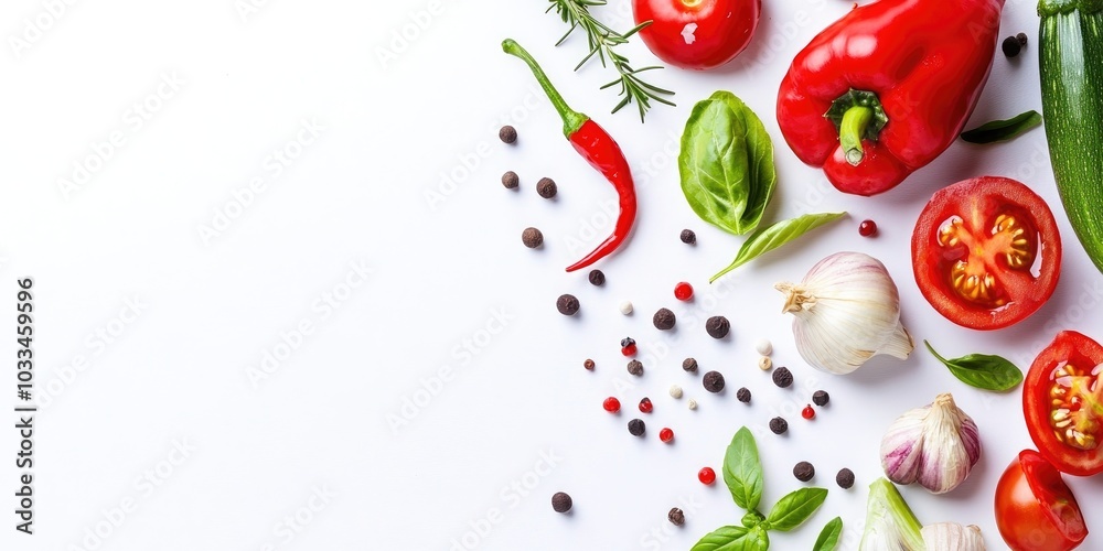 Ingredients for cooking - fresh vegetables. Isolated on a white background, top view, copyspace. Ingredients for cooking - fresh vegetables. Isolated on a white background, top view, copyspace.