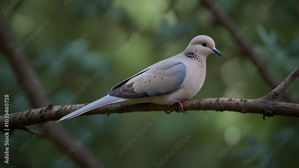 Obraz premium Dove perched on a tree branch, embodying peace and serenity in nature