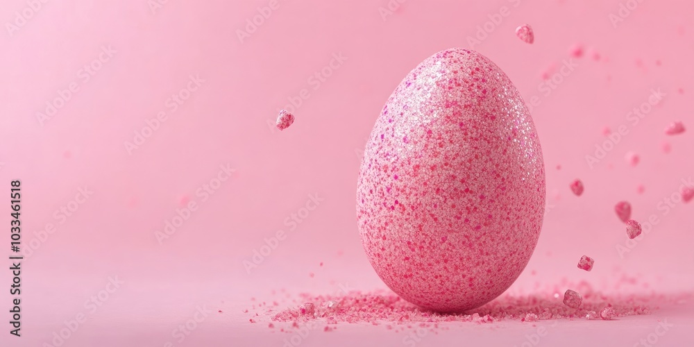pink crumb Easter egg set against a pink background pink crumb Easter egg set against a pink background