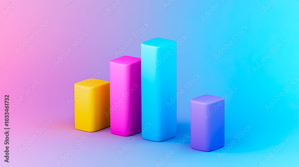 A colorful bar graph on a gradient background. A colorful bar graph on a gradient background.