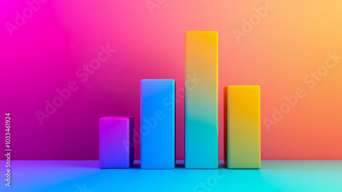 A colorful bar graph on a gradient background.