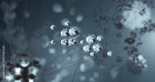 Styrene rotating 3d molecule, molecular structure of monomers, seamless video