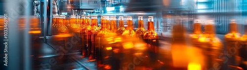 Automated Food and Beverage Manufacturing with High Efficiency Bottling and Labeling photo