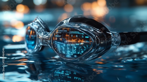 Swimmers goggles show race data in augmented reality view