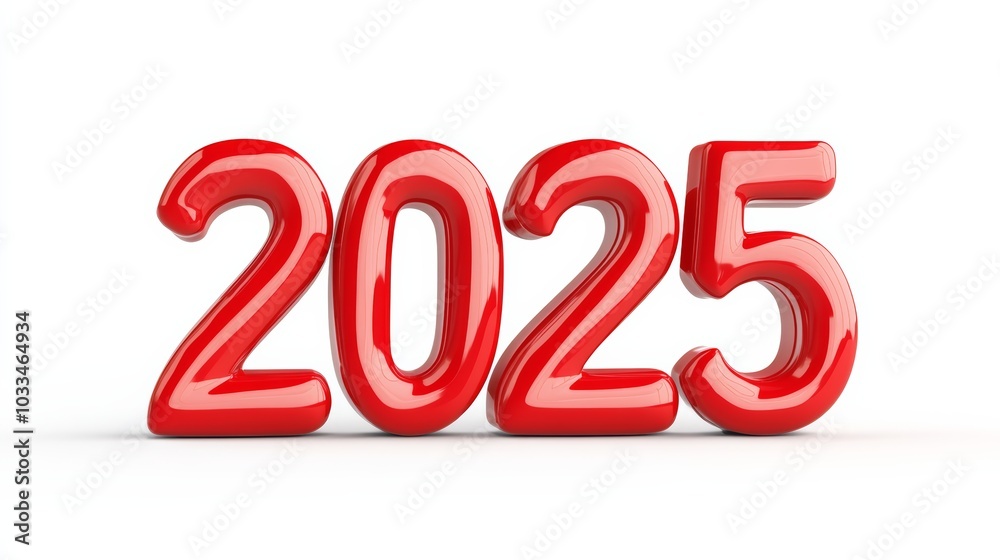 The number 2025 is written in red. Number stands out against the white background. Red color of the number gives it a sense of importance. 3D numbers The number 2025 is written in red. Number stands out against the white background. Red color of the number gives it a sense of importance. 3D numbers