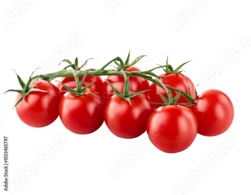 Plump Red Cherry Tomatoes Isolated on Transparent Background 