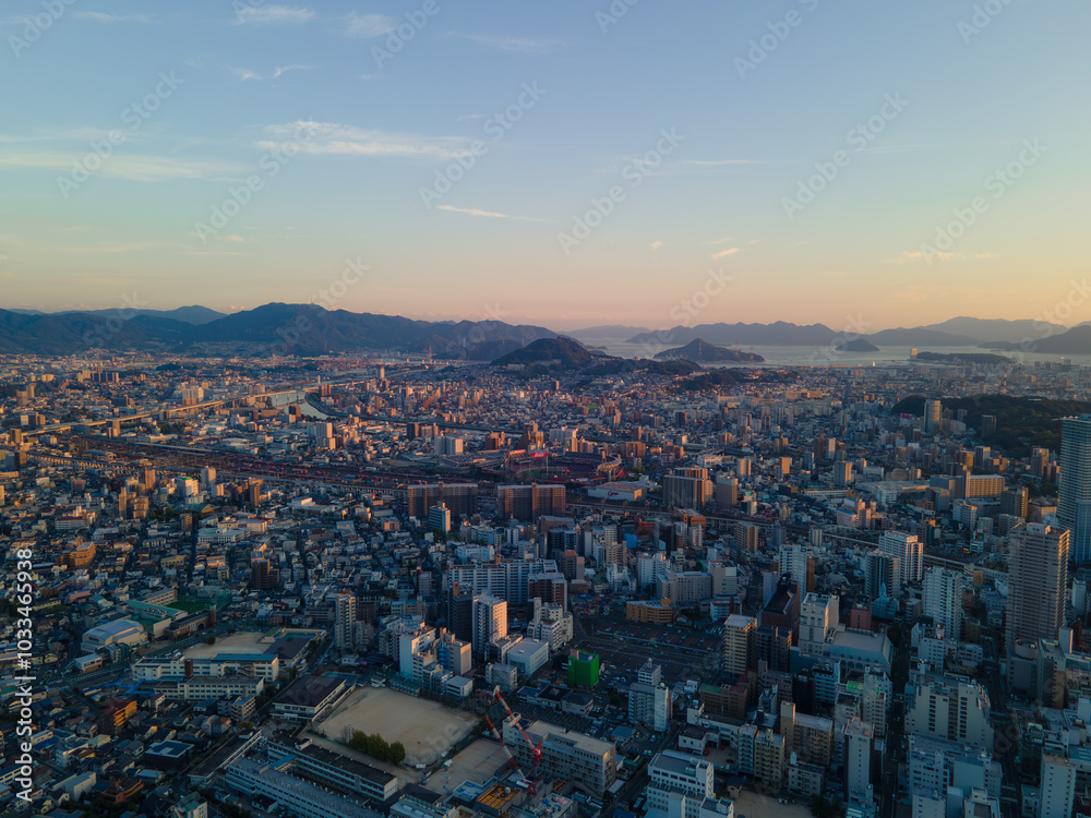 Obraz premium 広島の街並み夕景04