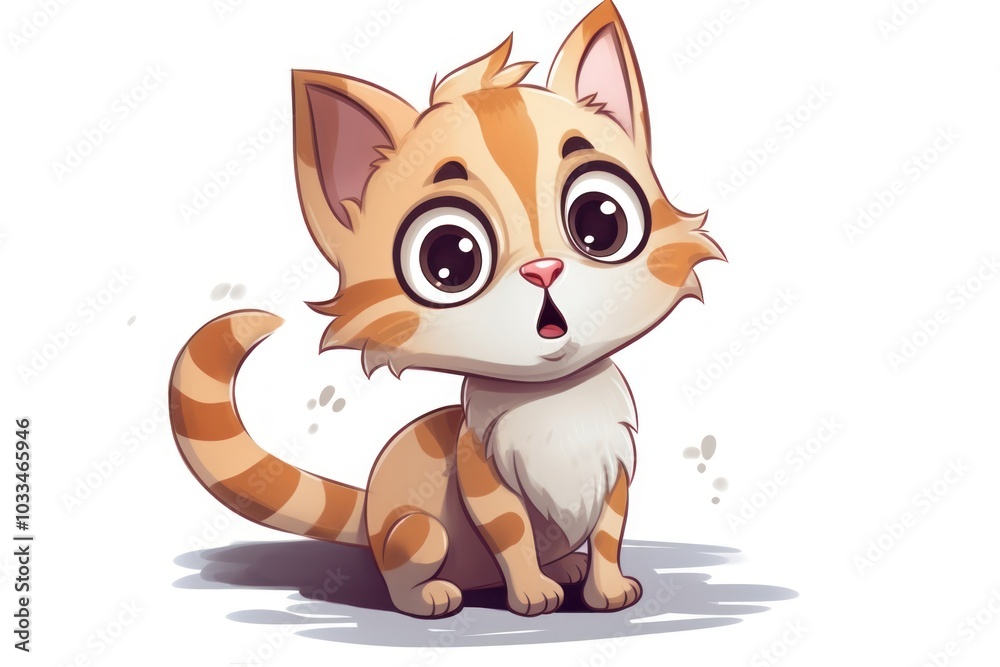 Fototapeta premium Cat character question mark cartoon animal cute.