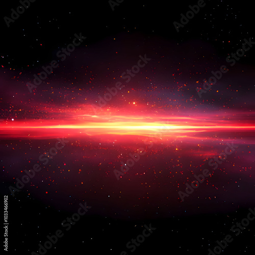 It's a big planet exploding in a dark, wide space, and red light is coming out. Generative AI