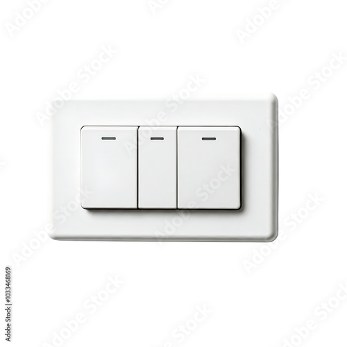 light switch on white wall, Three  white switches isolated on gray background PNG  photo