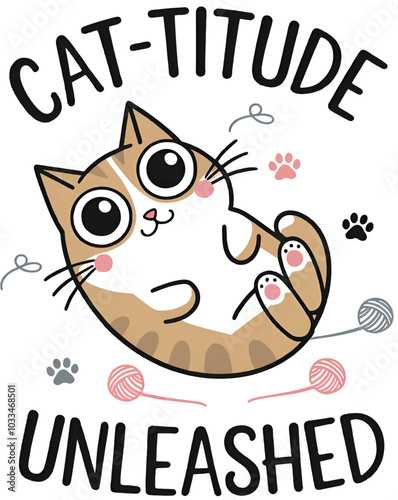 Cattitude Unleashed Concept  Cat T-Shirt Vector