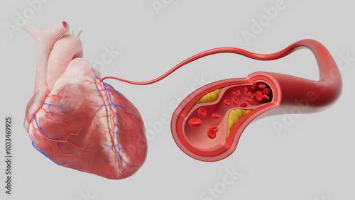 Coronary artery disease, illustration photo