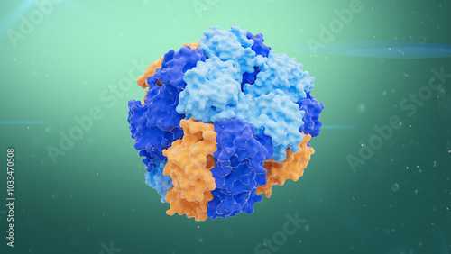 RuBisCO enzyme, illustration photo