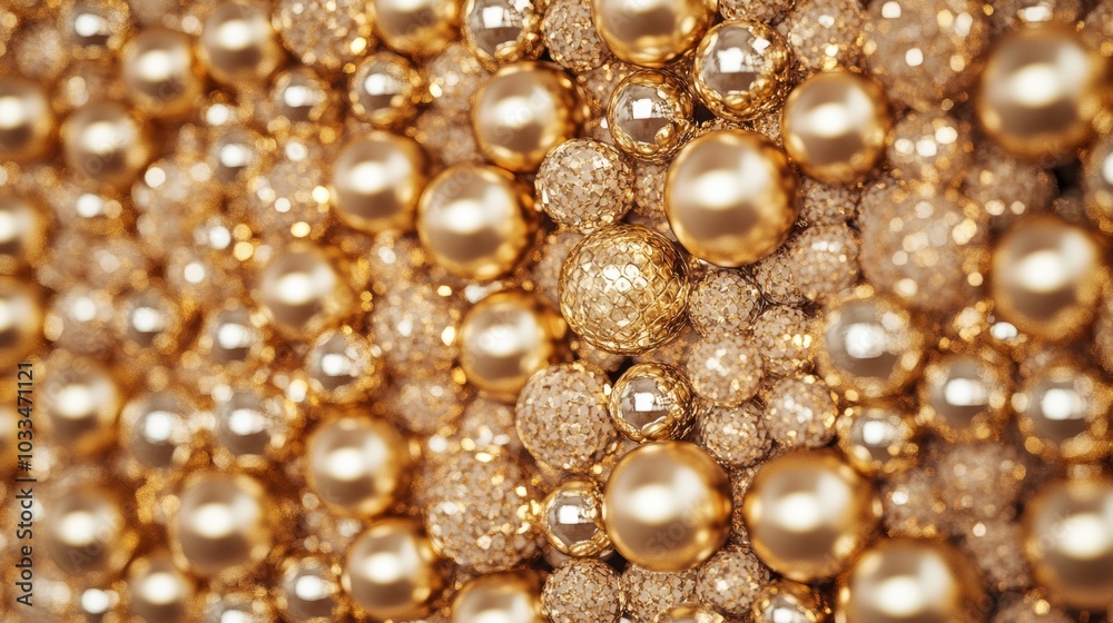 Golden Shiny Baubles Texture Background Celebration Festive Party Decor Golden Shiny Baubles Texture Background Celebration Festive Party Decor