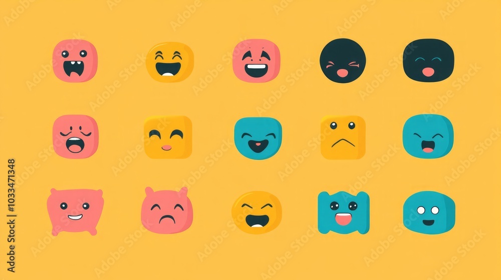Cute Emoji Icons: Happy, Sad, and Funny Faces Cute Emoji Icons: Happy, Sad, and Funny Faces