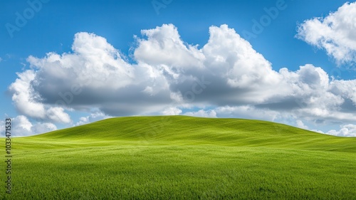 Expansive rolling green hills beneath a partly cloudy sky, perfect for adding your custom text above.