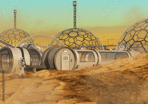 Research base on Mars, illustration photo