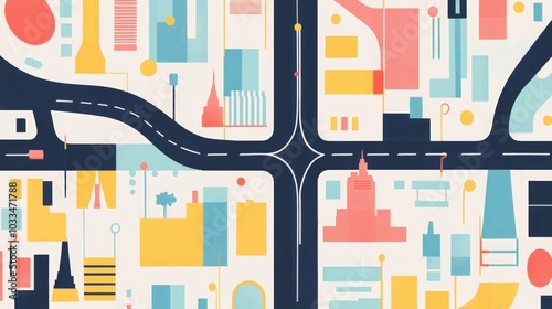 Geometric Cityscape: Abstract Urban Illustration