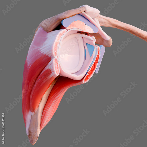 Lateral view of shoulder capsule, illustration