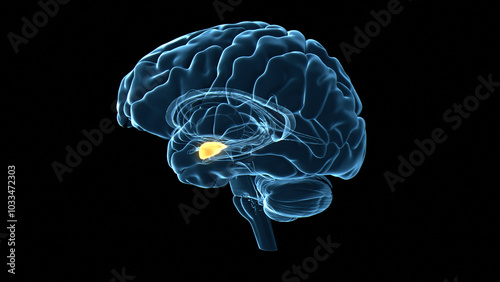 Human brain amygdala, illustration photo