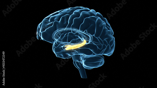 Human brain hippocampus, illustration